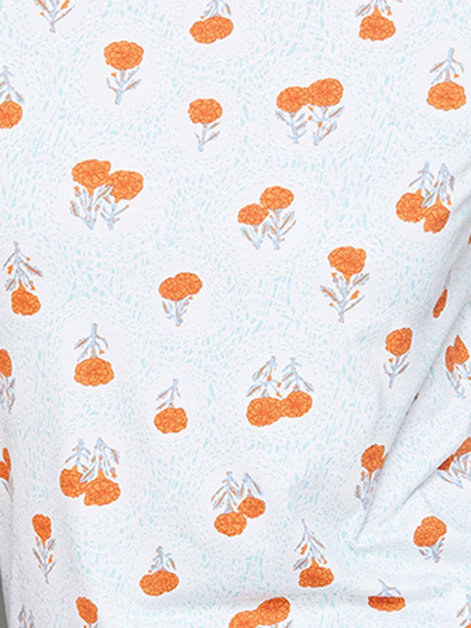 Colour Me by Melange White & Orange Floral Print T-Shirt