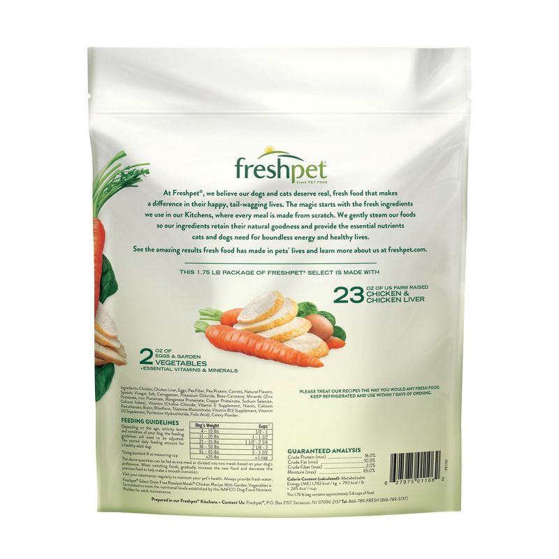 Freshpet Select Roasted Meals Grain Free Chicken Recipe Refrigerated Wet Dog Food - 1.75lbs