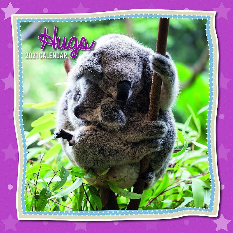 2021 Wall Calendar 12" x 12" Monthly View, Hugs, 16-Month, with 180 Reminder Stickers