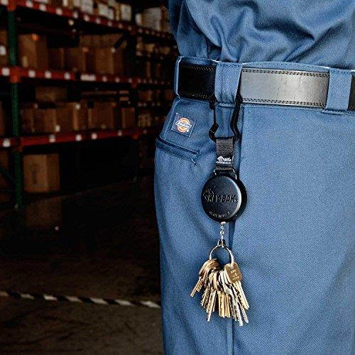 Key-Bak SECURIT XD Retractable Key Holder, 28" Kevlar Cord, 20 oz. Retraction, Durable Polycarbonate Case, Zinc Alloy Carabiner, Split Ring, Black