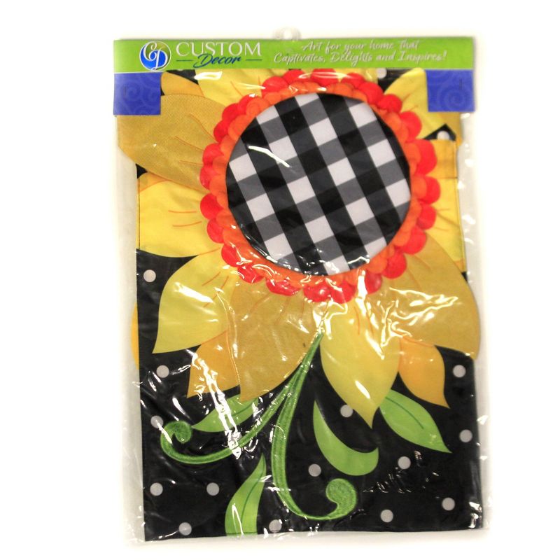 Home & Garden 18.0" Gingham Sunflower Applique Flag Double Sided Custom Decor  -  Flags
