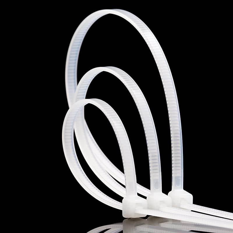 8" Nylon Cable Zip Ties (100 Pack)- Heavy Duty Industrial Grade Wire Ties 50 Pounds - Plastic Clear Cable Tie Mount - Tie Wraps Perfect for Organizing Wires, Home, Office Use