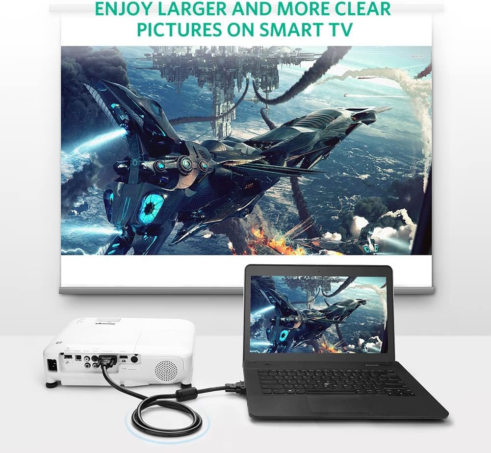 VGA SVGA HD15 Male to Male Video Coaxial Monitor Cable with Ferrite Cores Gold Plated Connectors Support 1080P Full HD for Projectors, HDTVs, Displays and More VGA Enabled Devices 3FT