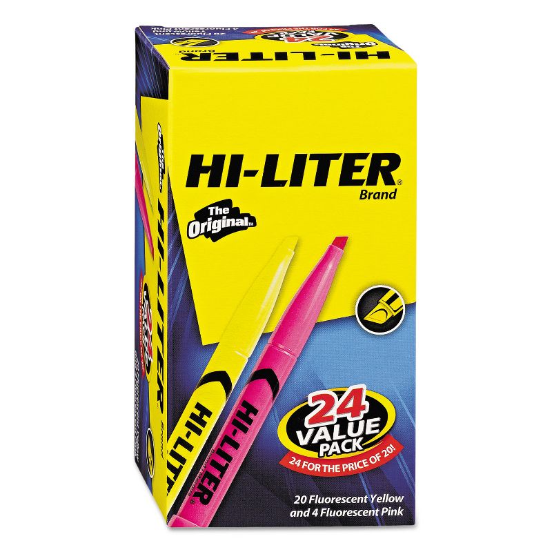 Avery HI-LITER Pen-Style Highlighter Chisel Tip Assorted Fluorescent Colors 24/Pack 29861