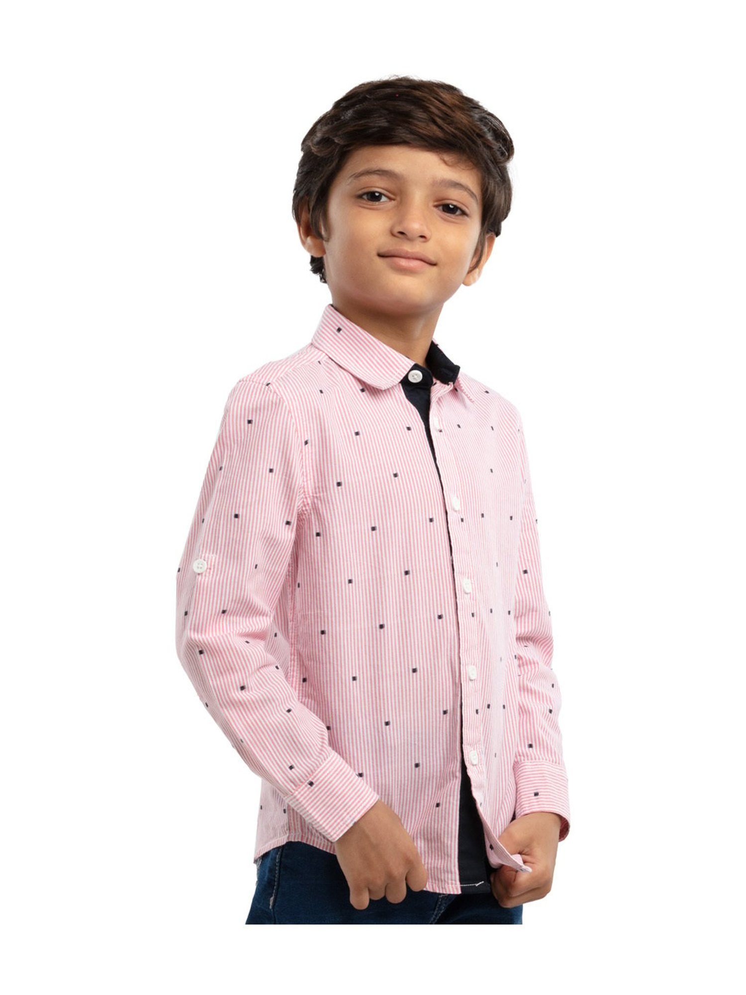 Under Fourteen Only Kids Pink Printed Full Sleeves Shirt