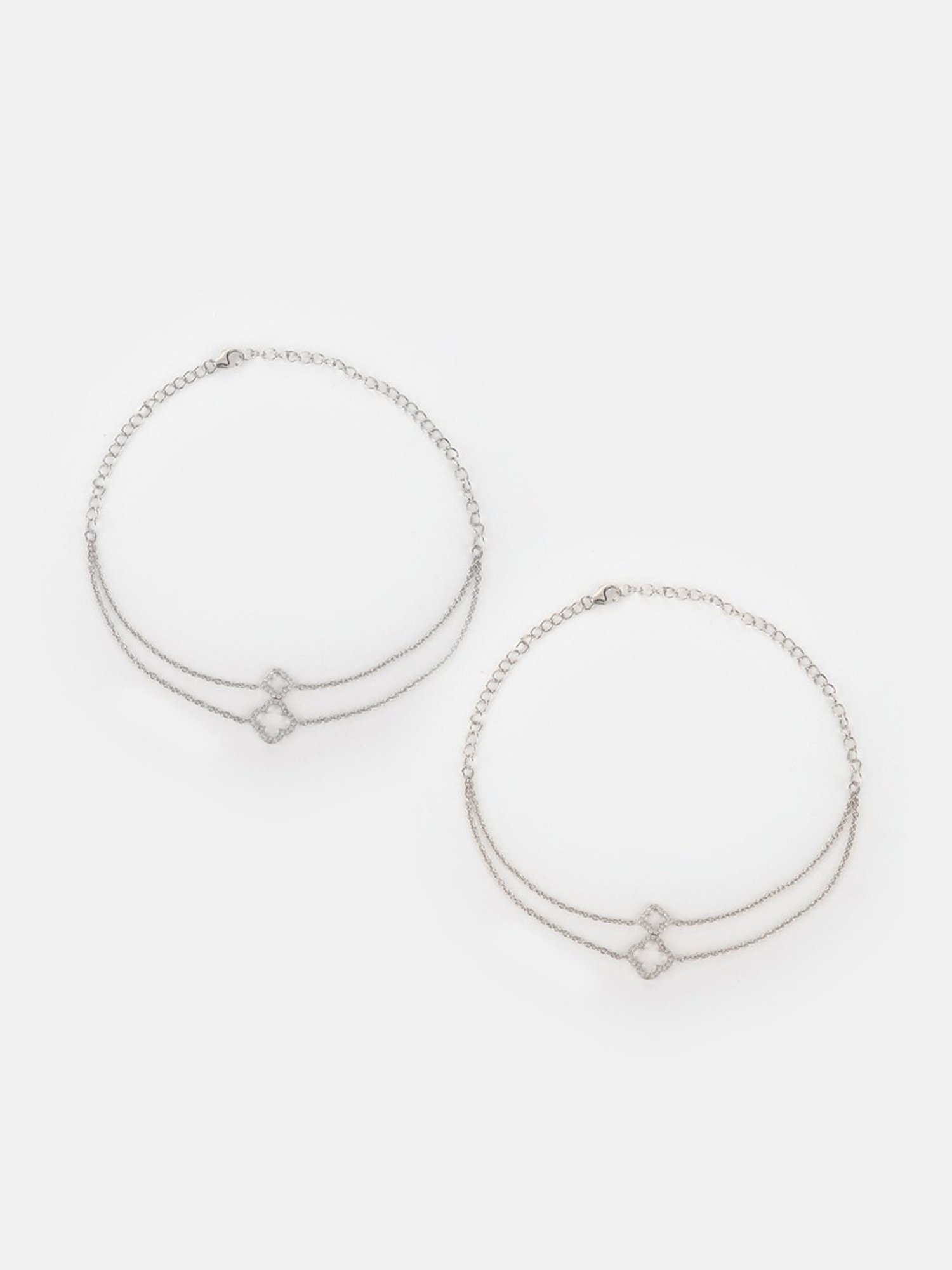 Shaya 92.5 Sterling Silver Lady Luck Anklet for Women - Set of 2