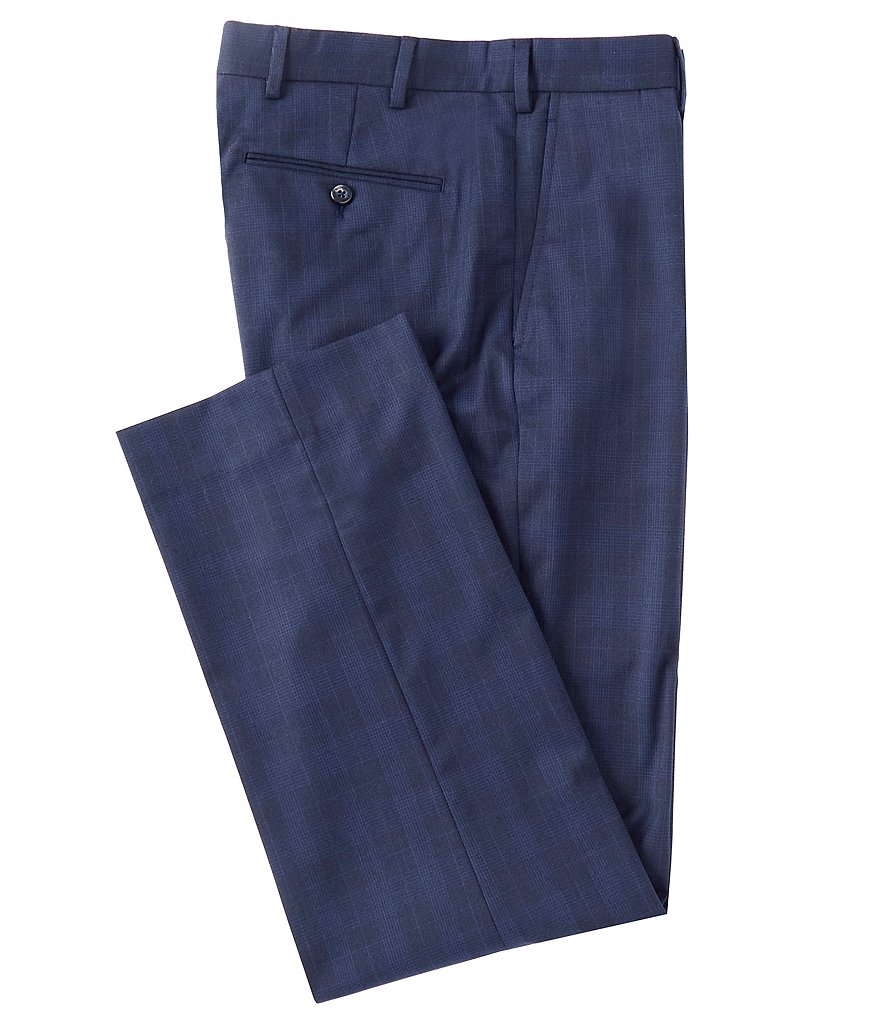 Hart Schaffner Marx Plaid Flat-Front Trouser Pants