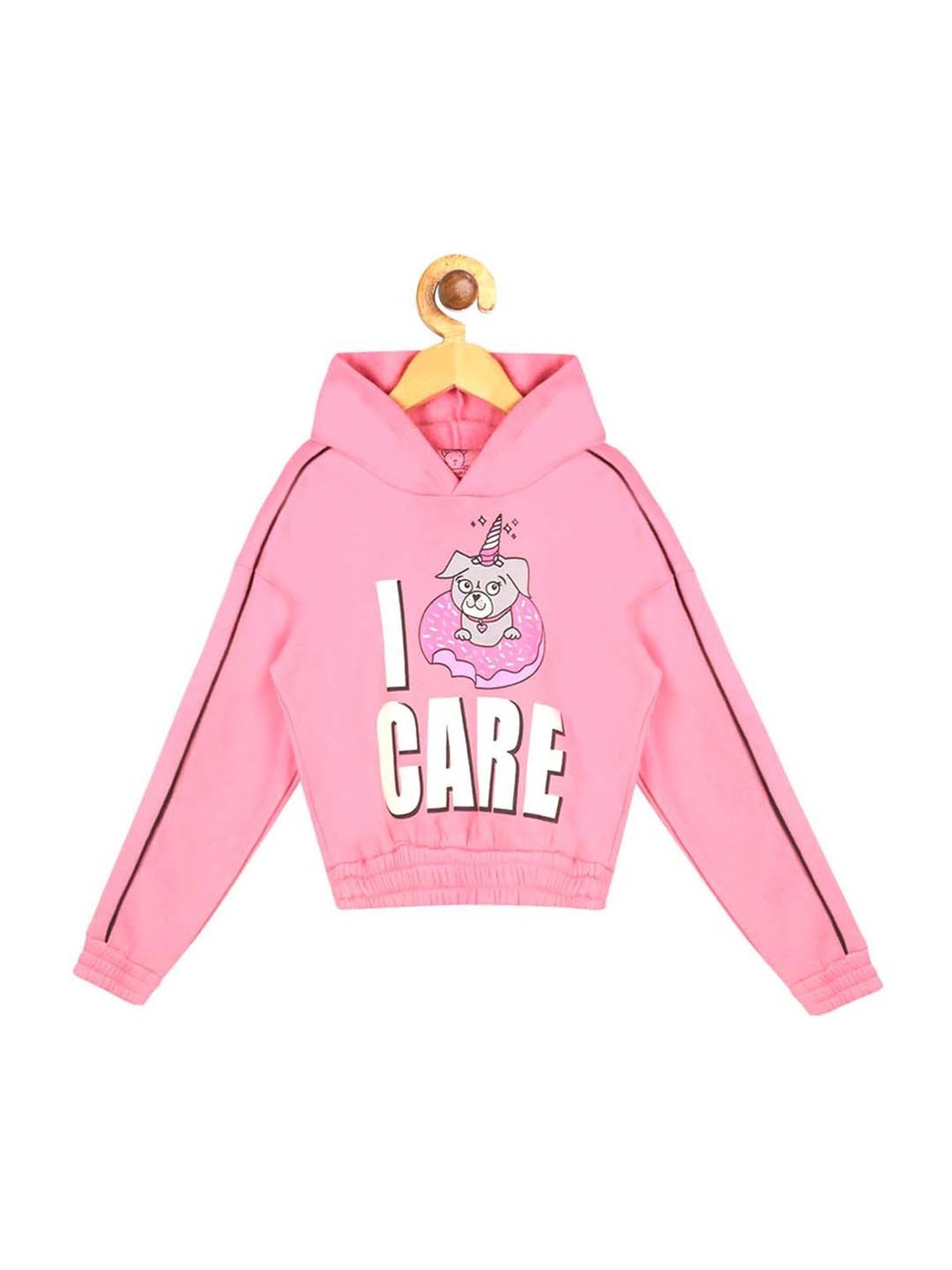 Lazy Shark Kids Pink Printed Hoodie