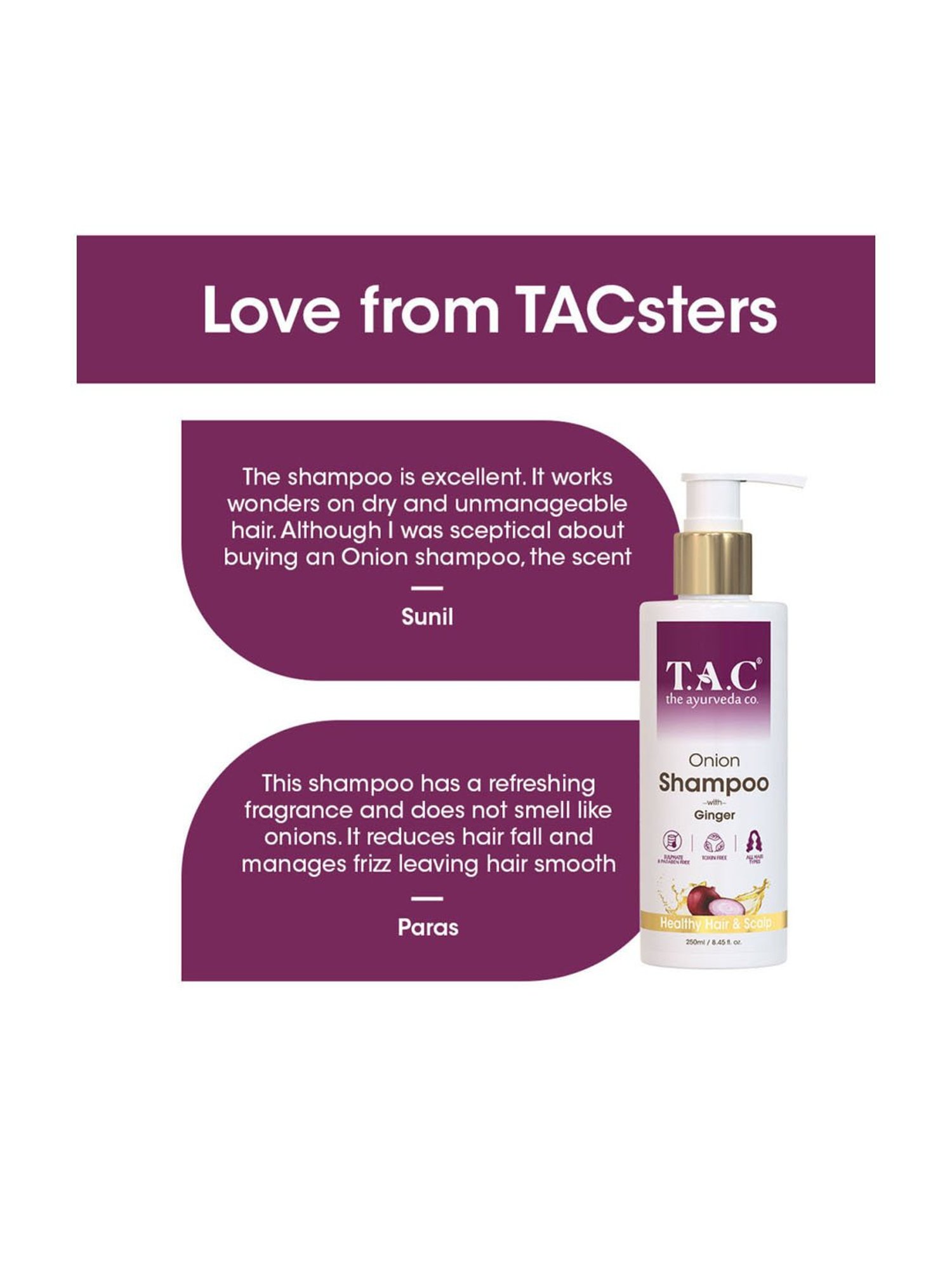 TAC - The Ayurveda Co. Onion Hair Shampoo for Hair Growth & Hair Fall Control - 250 ml