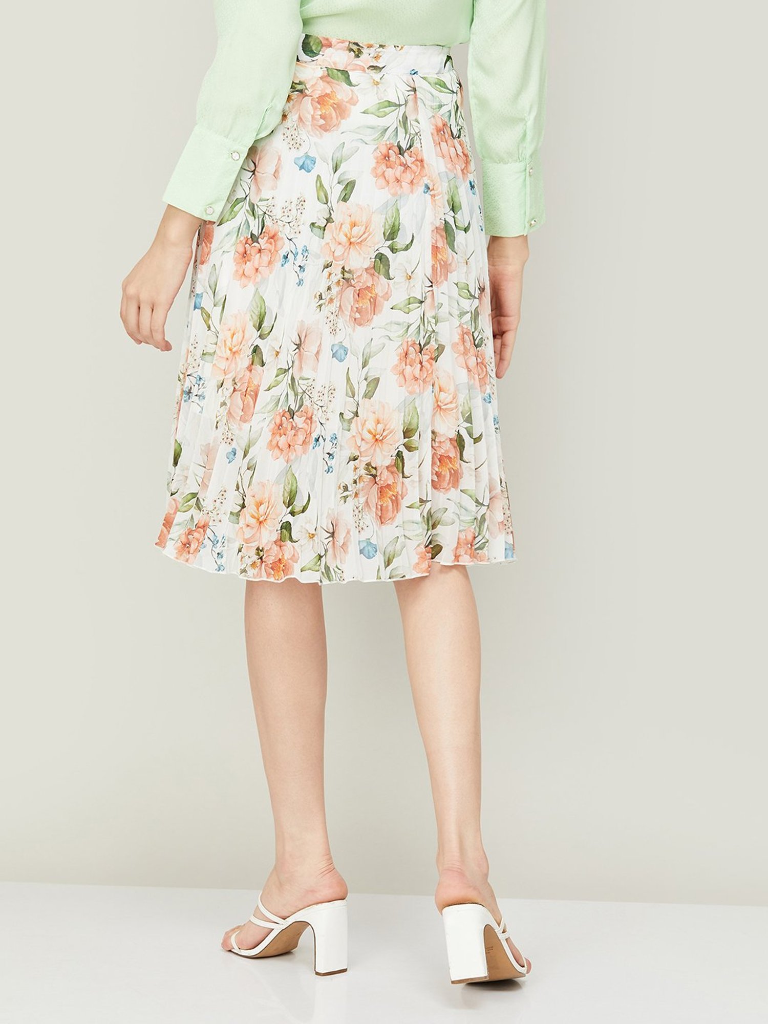 Code by Lifestyle White Floral Print A-Line Skirt