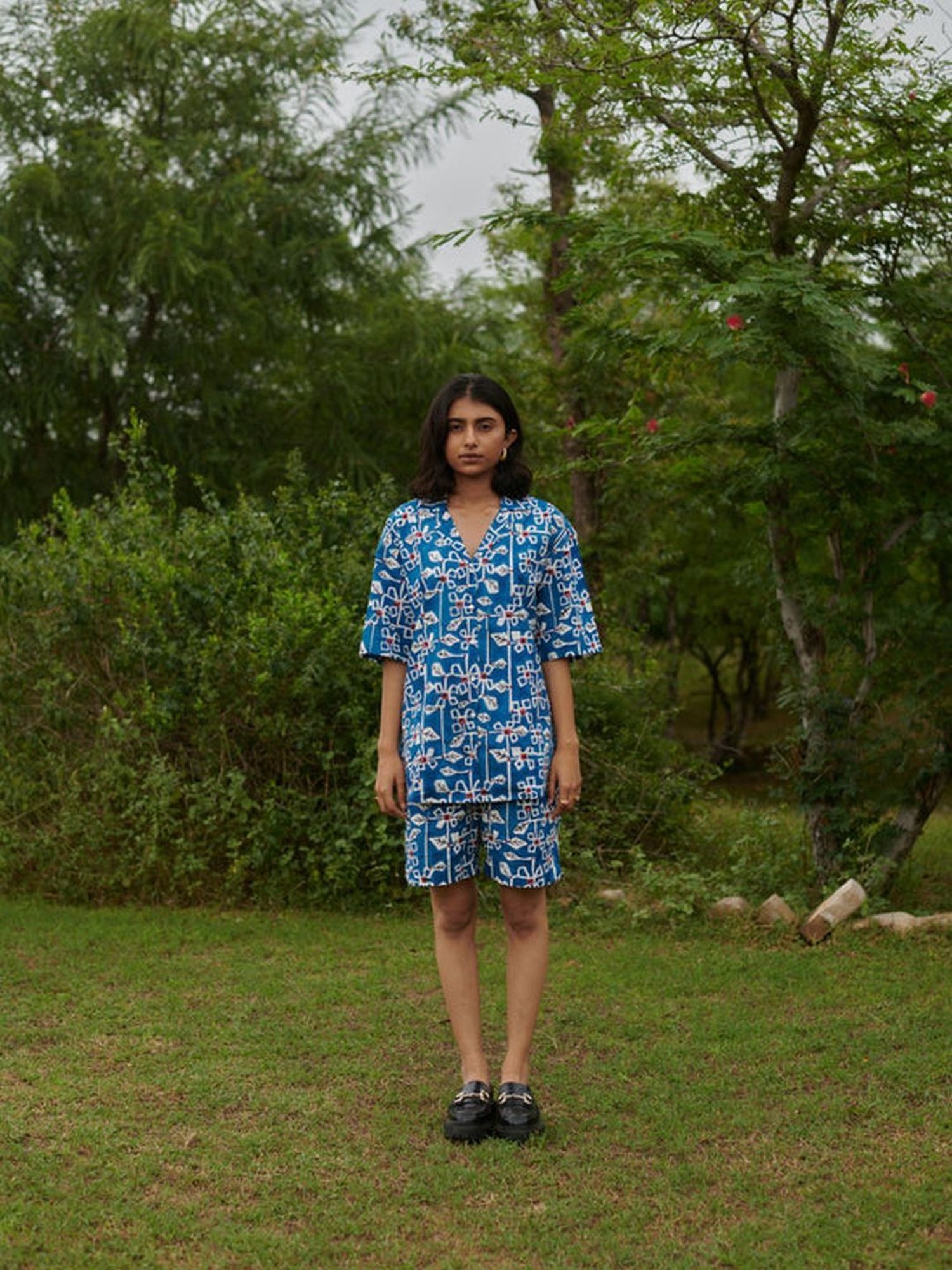 Khajoor Studio Blue Sundaze Desert Bluebell Resort Shirt & Shorts Co-ord Set