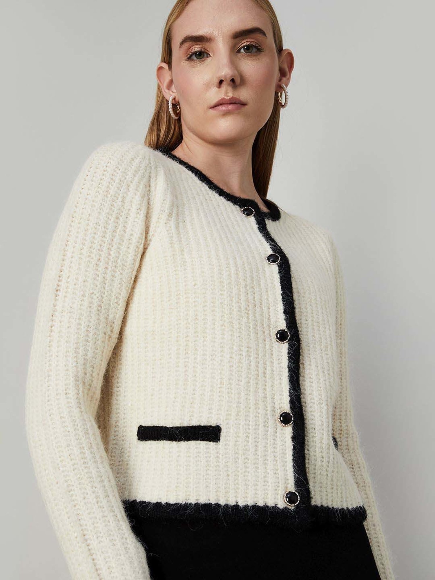 Code by Lifestyle Off-White Self Pattern Cardigan