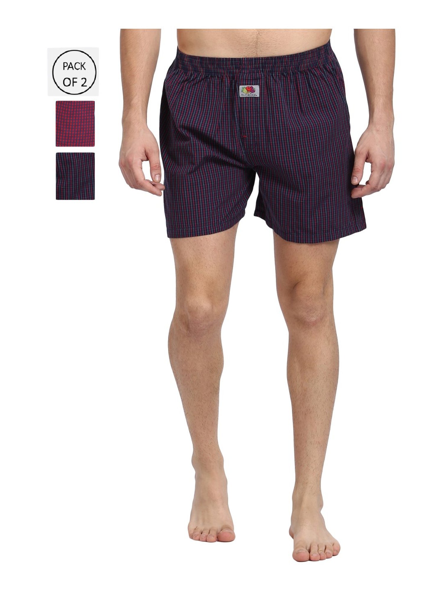 Fruit of the Loom Multicolor Cotton Regular Fit Checks Boxers (Pack Of 2)