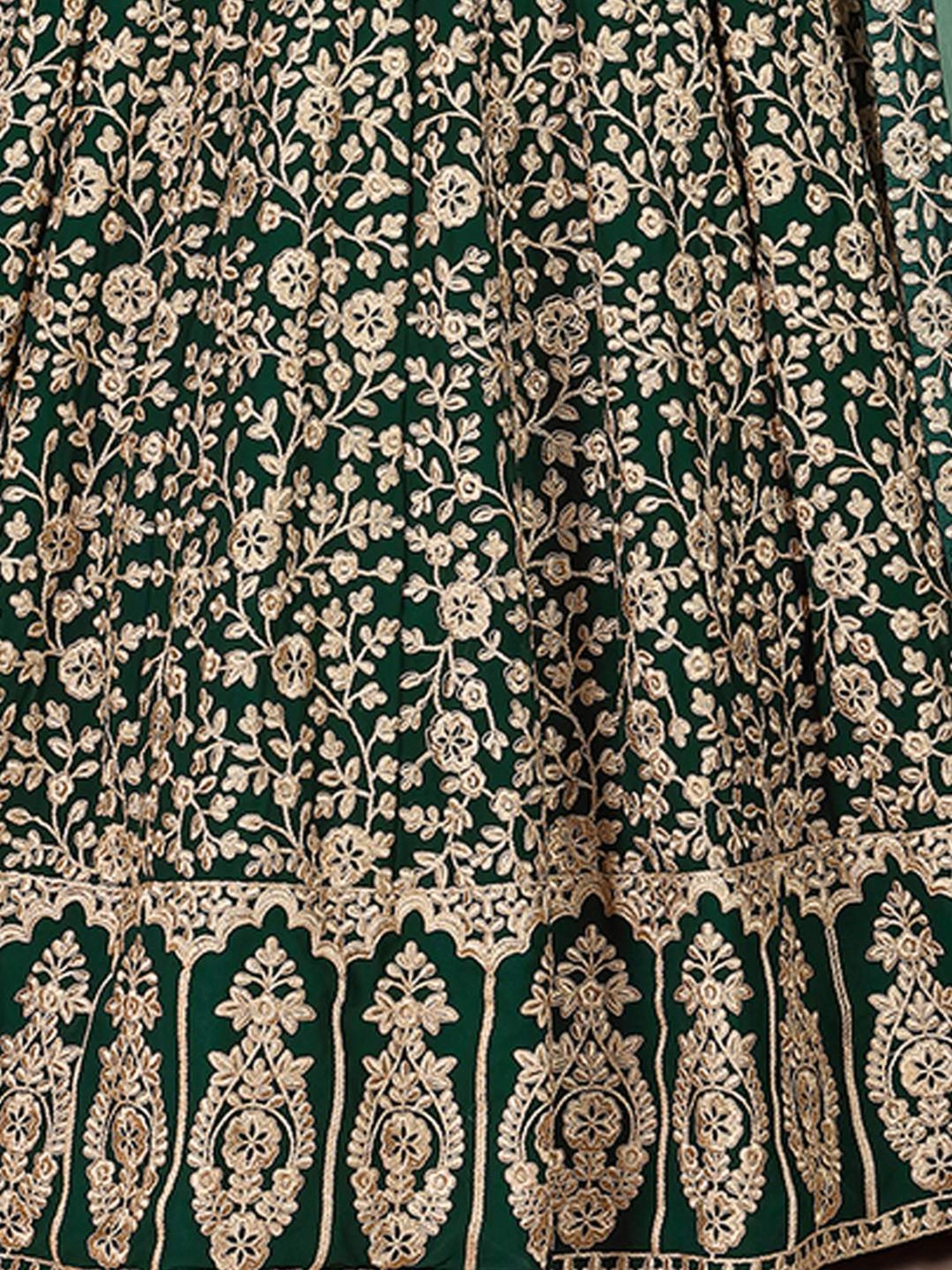 Odette Green Embroidered Unstitched Dress Material