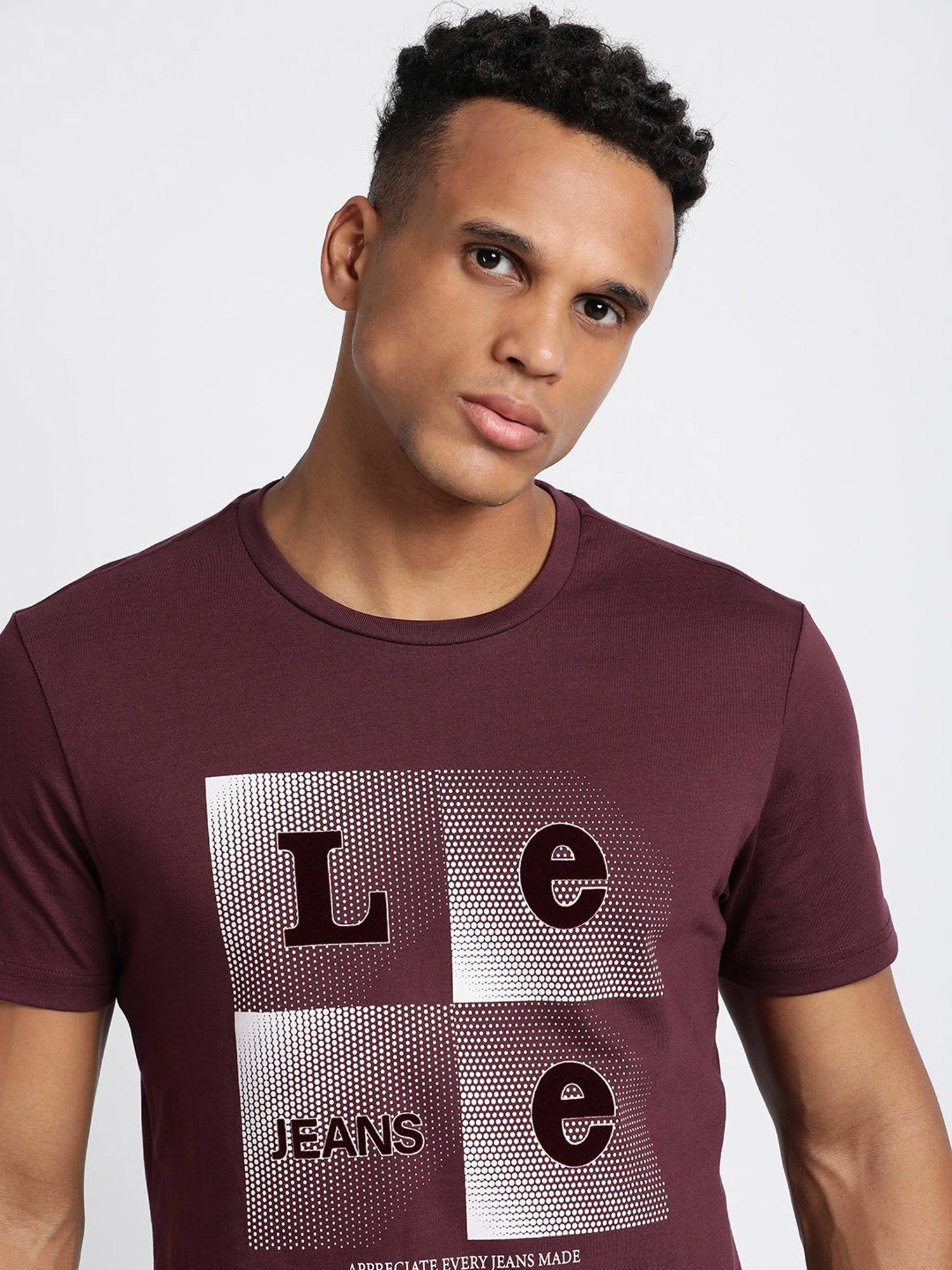 Lee Wine Slim Fit Graphic Print Crew T-Shirt