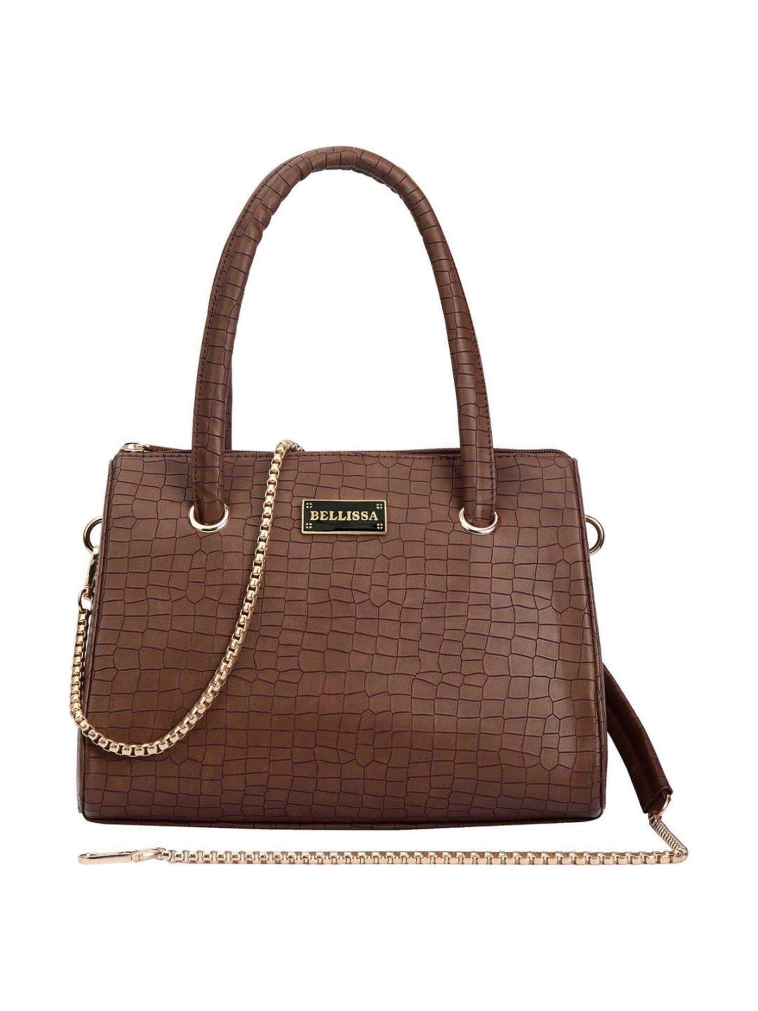 Bellissa Brown Textured Medium Handbag