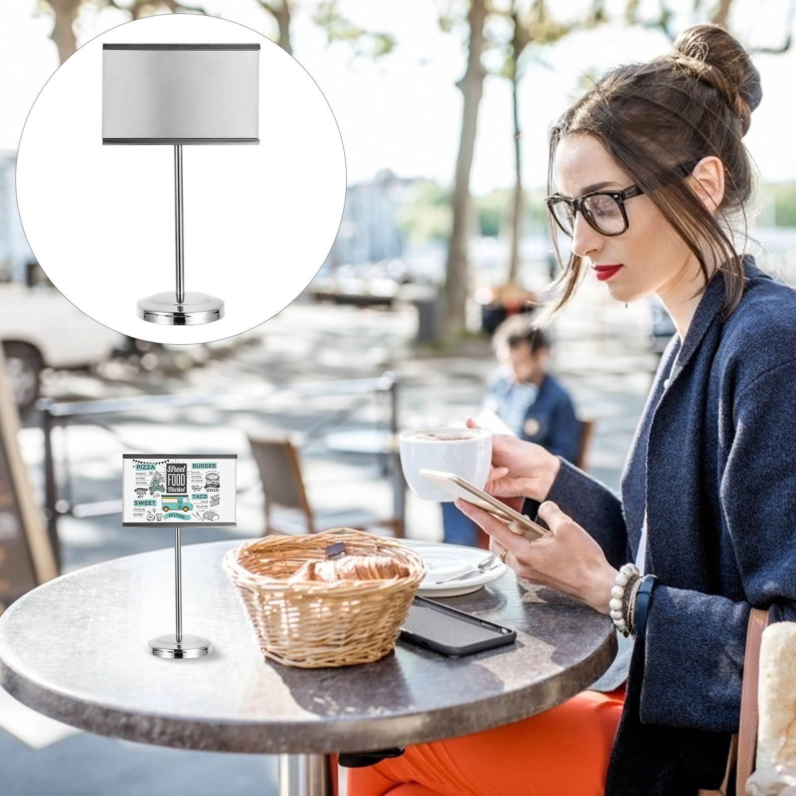 1pc Stainless Steel Menu Stand Stable Table Number Stand  for Hotel Restaurant