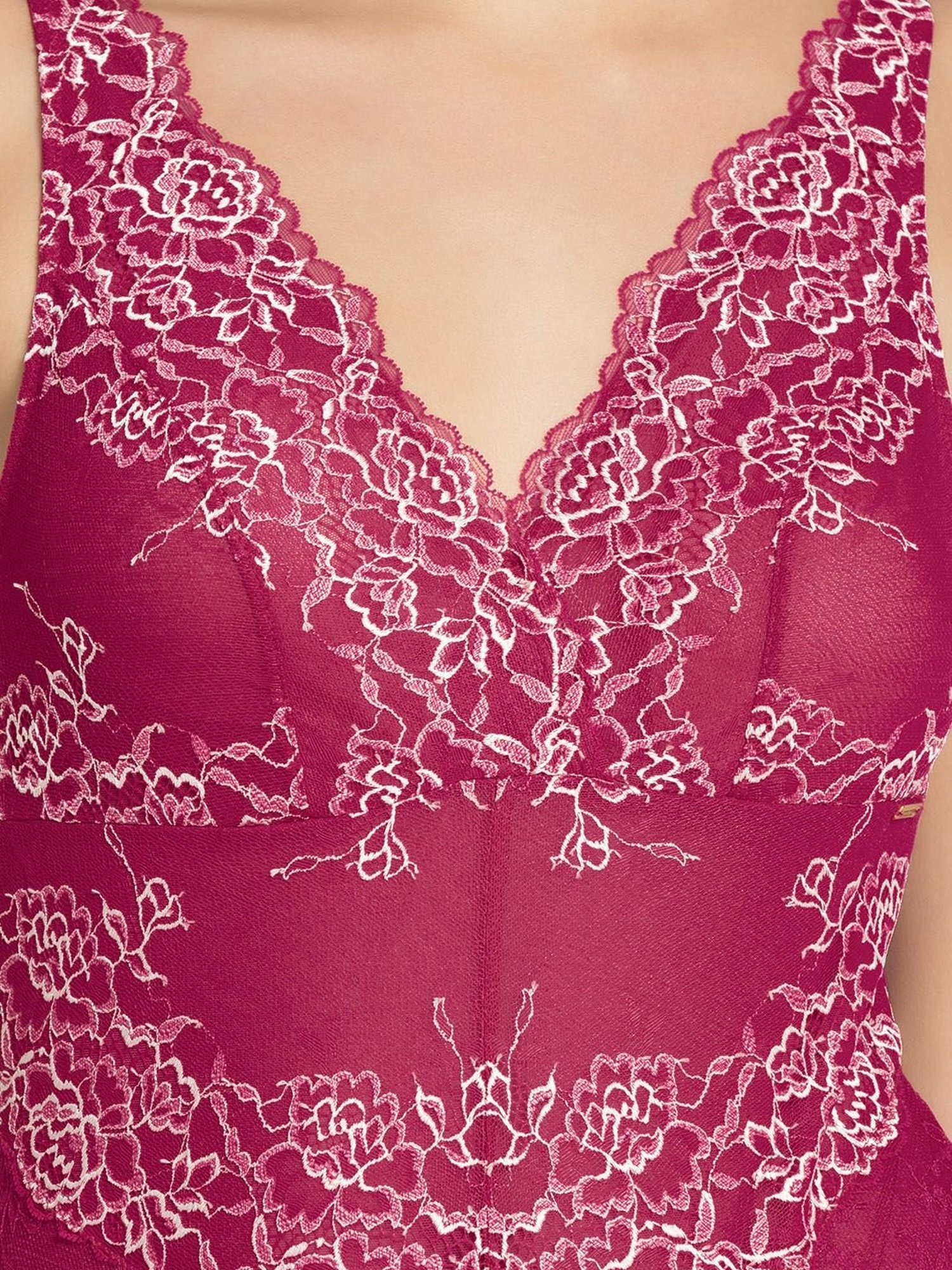 Amante Magenta Lace Work Bodysuit