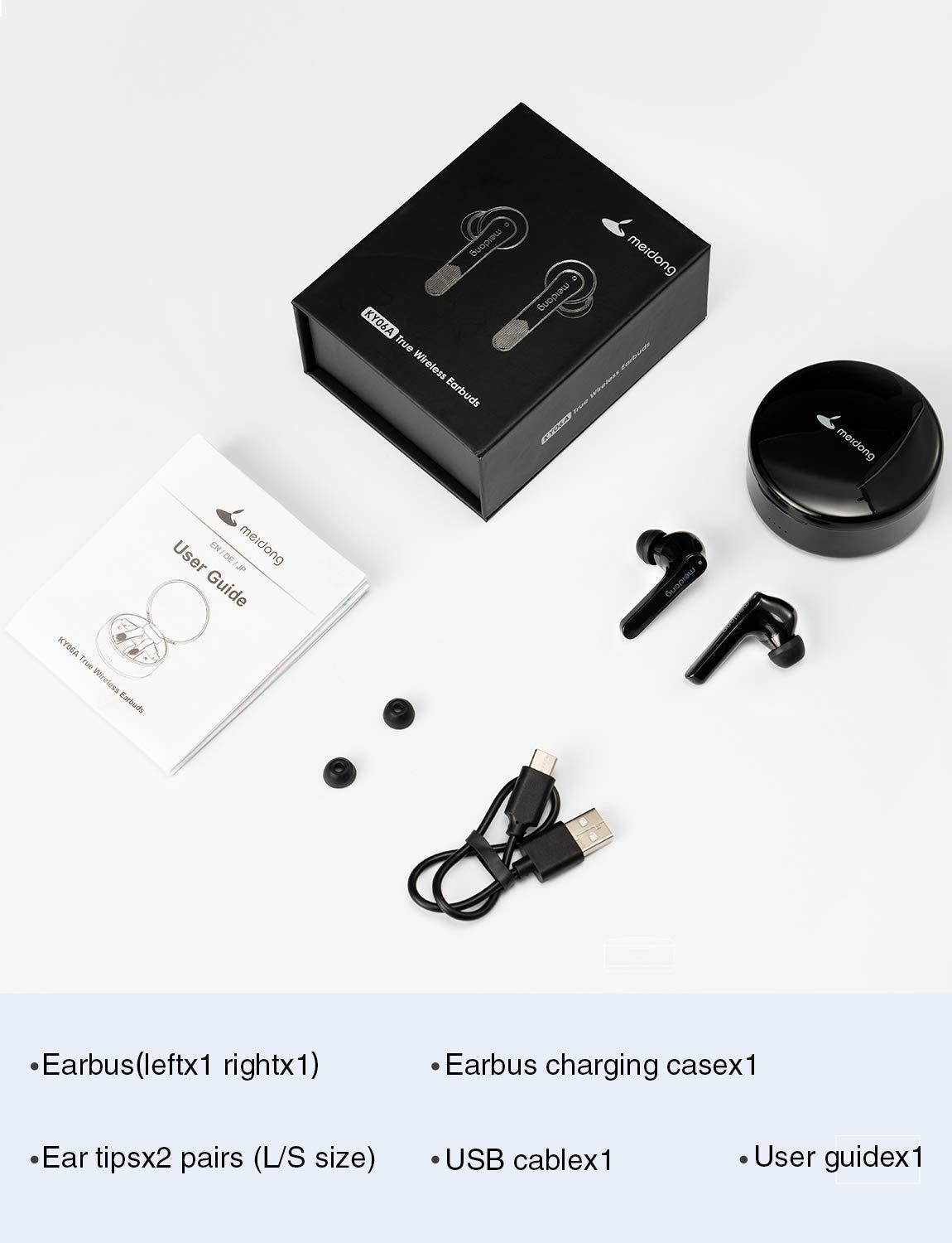 Wireless Earbuds,Meidong KY06A Bluetooth 5.0 Headphones in Ear Buds Wireless Earphones HiFi Stereo IPX6 Waterproof 40H Playtime for Workout Running Sports Gymwith Wireless Charging Case