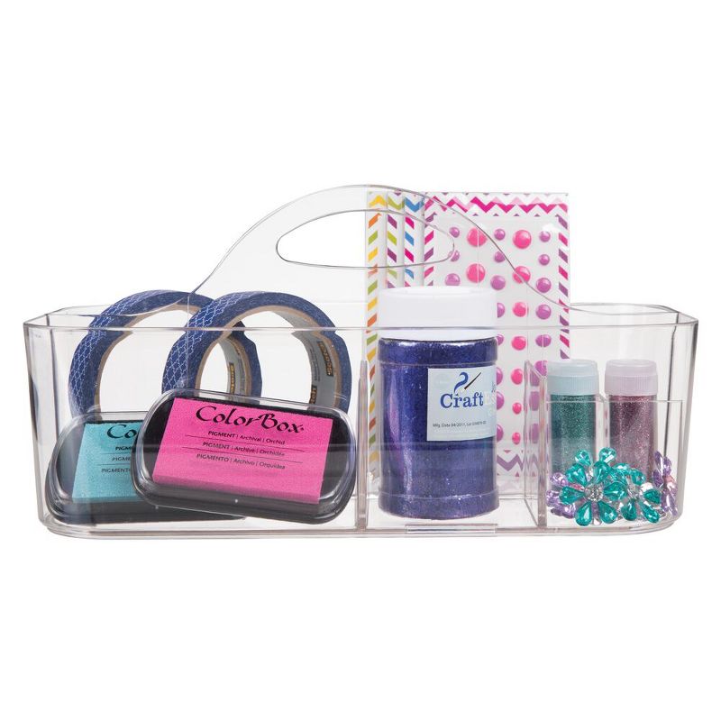 mDesign Plastic Storage Caddy Tote for Sewing & Craft Supplies, 4 Pack - Clear