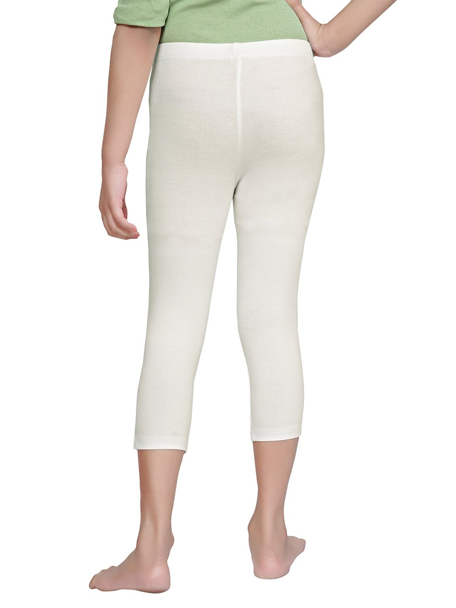 Tiny Girl Cream Solid Leggings