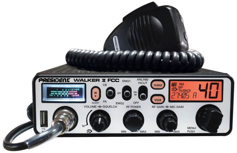 President Electronics - WALKER II - President - Walker Ii 40 Channel Cb Radio With Brushed Aluminum Panel, 7 Back Light
