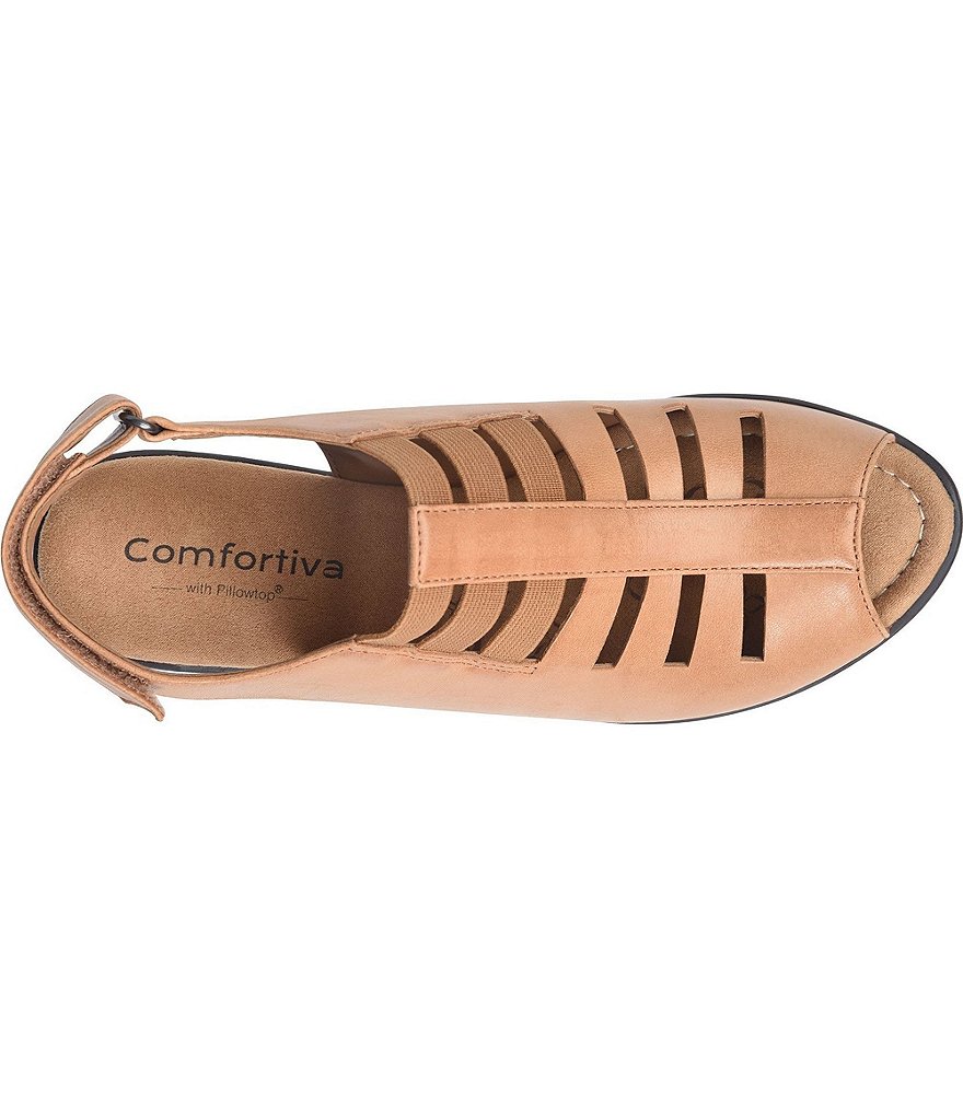 Comfortiva Faye Leather Block Heel Sandals
