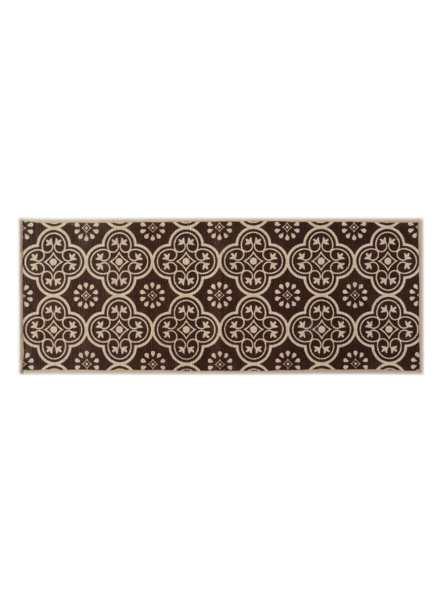 Saral Home Abstract Brown Cotton Anti Skid Runner