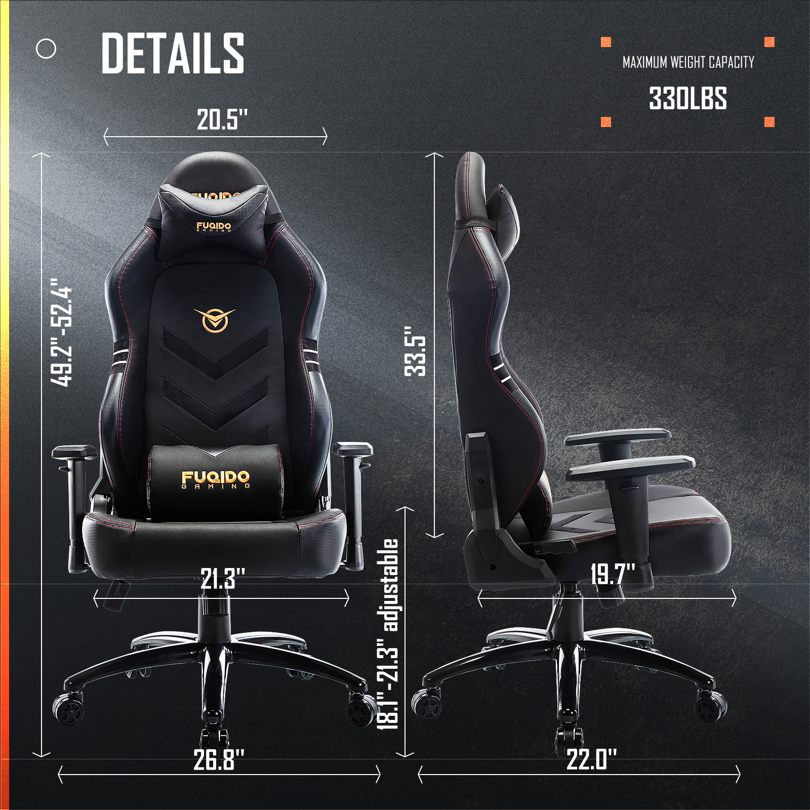 COLAMY Gaming Chair, Big & Tall Computer Chair Fluorescent Racing Style Desk Office Chair Wide Seat Height Adjustment Swivel Task Chair with Headrest and Lumbar Support(Black/Grey/Red/Blue/White/Pink)