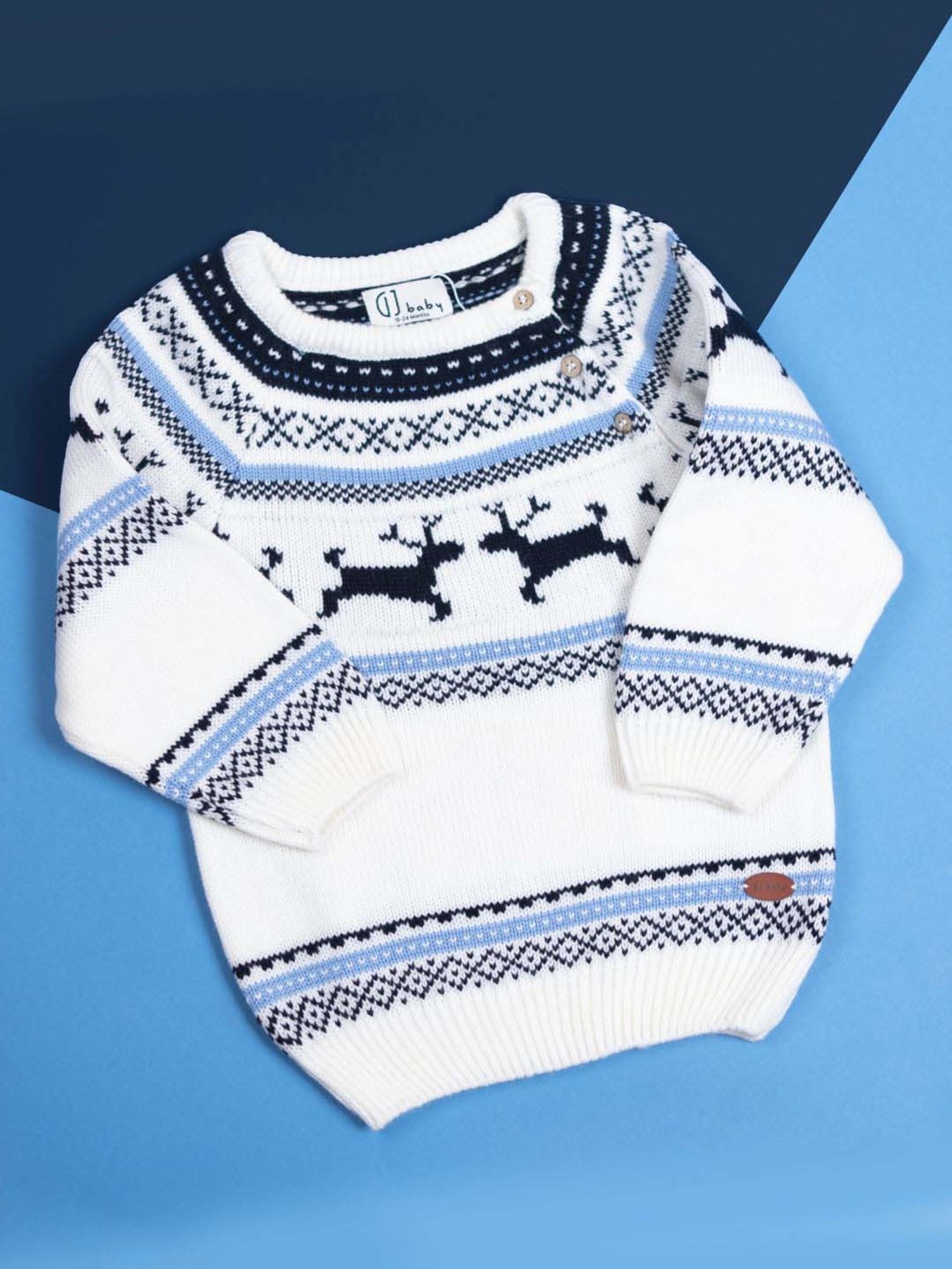 GJ baby Kids White & Black Cotton Printed Full Sleeves Sweater