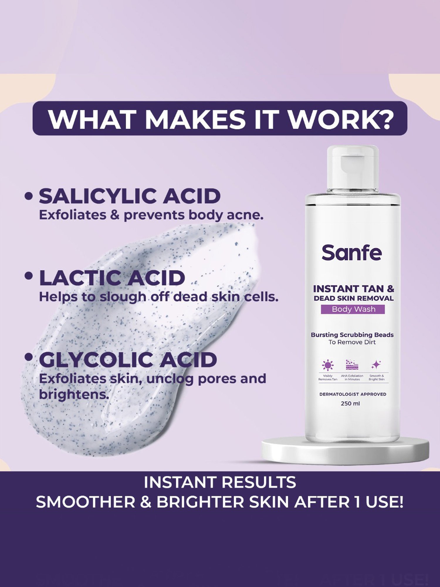 Sanfe Instant Tan & Dead Skin Removal Body Wash - 250 ml
