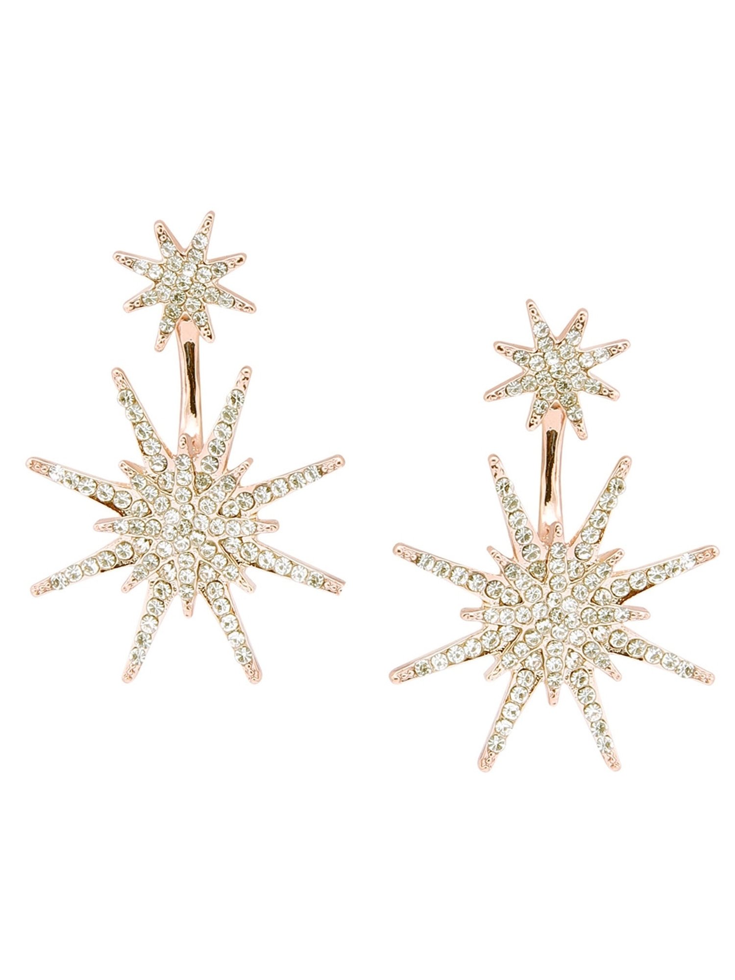 Oomph Gold Tone Floral Cubic Zirconia Office-Wear Fashion Drop Earrings