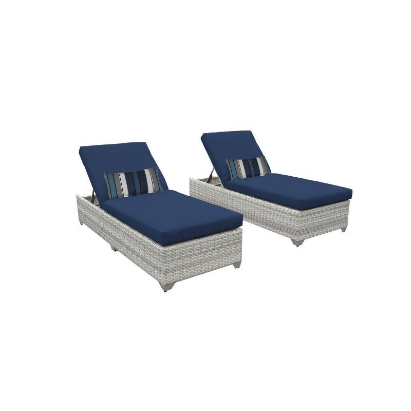 Fairmont 2pk Patio Chaise Lounges - Navy - TK Classics