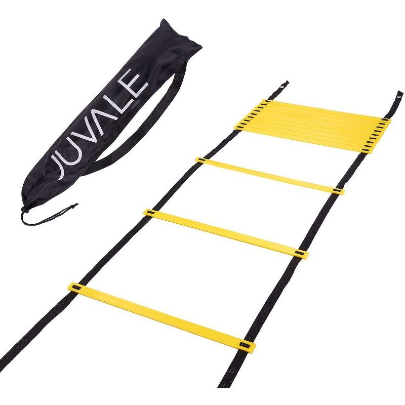 Juvale 12 Rung Speed Agility Ladder for Soccer Sports & Coordination Training (Black, Yellow, 20 Ft)