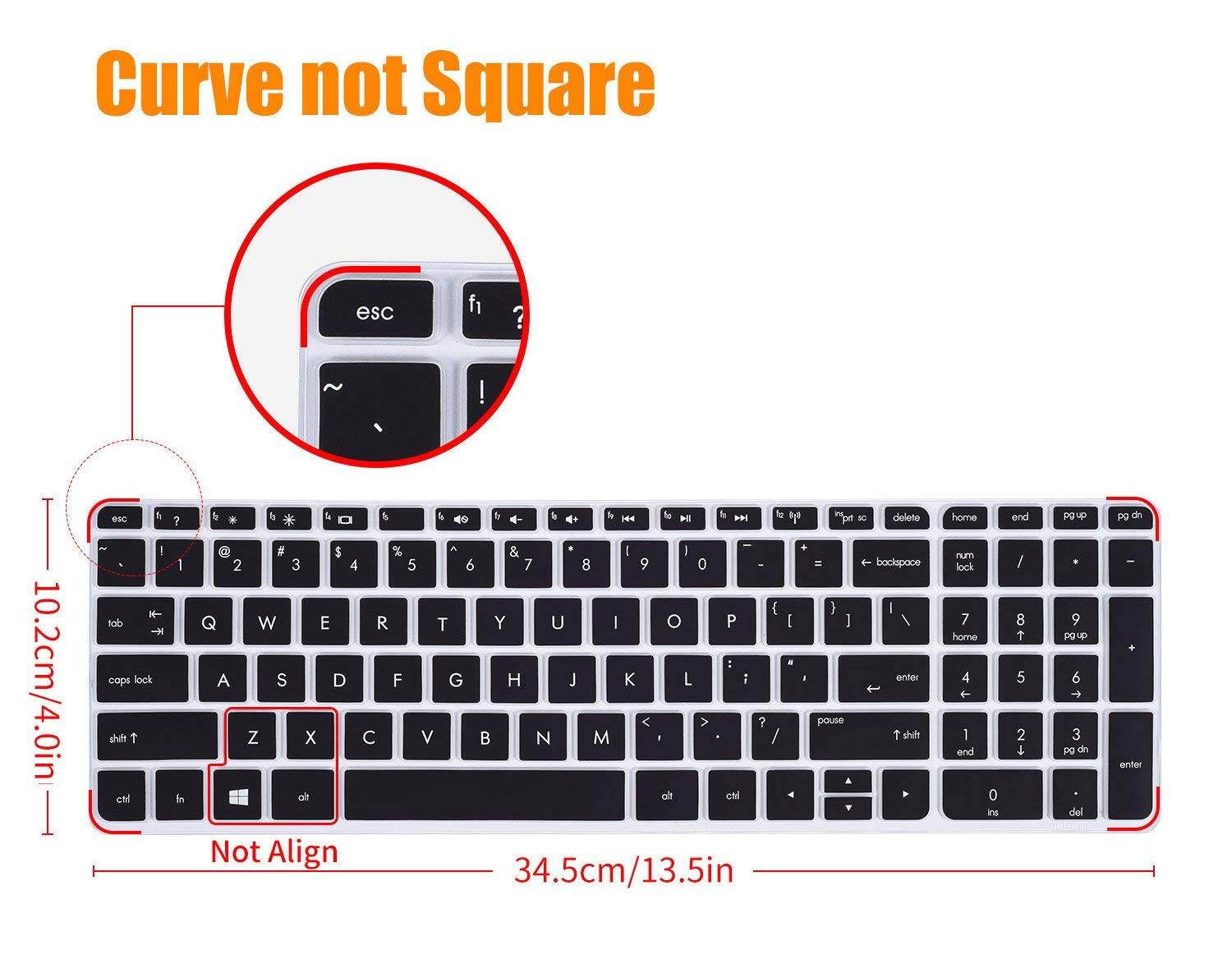 Keyboard Cover for 15.6" HP Pavilion 15-b 15-d 15-e 15-f 15-g 15-j 15-k 15-n 15-p 15-r 15-u m6-k m6-n, 17.3" ENVY 17-j 17t-j 17-e m7-j - Compatible Models Listed in Product Description, Black