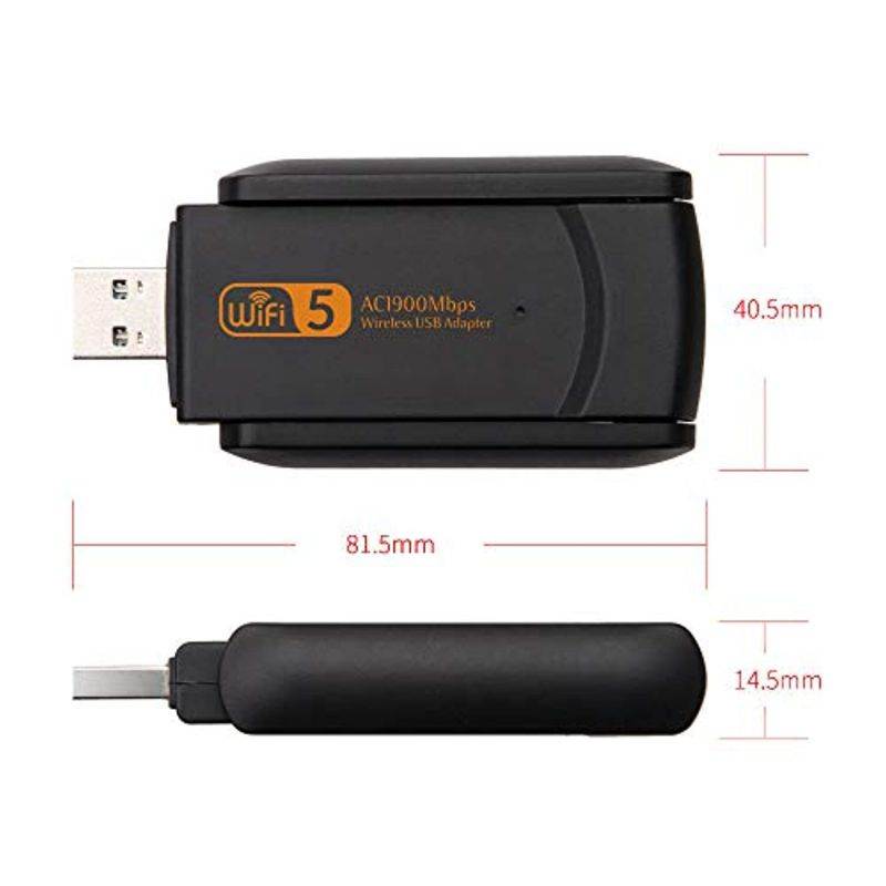 KuWFi USB3.0 WiFi Adapter 1900Mbps Dual Band 2.4Ghz + 5.8Ghz Wi-fi Dongle Computer 802.11AC Network Card with 2 Antennas Hi-Speed (5601AC)