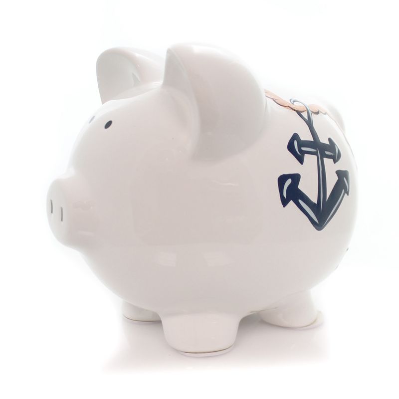 Bank 7.5" Nautical Bank Large Hand Painted  -  Decorative Banks