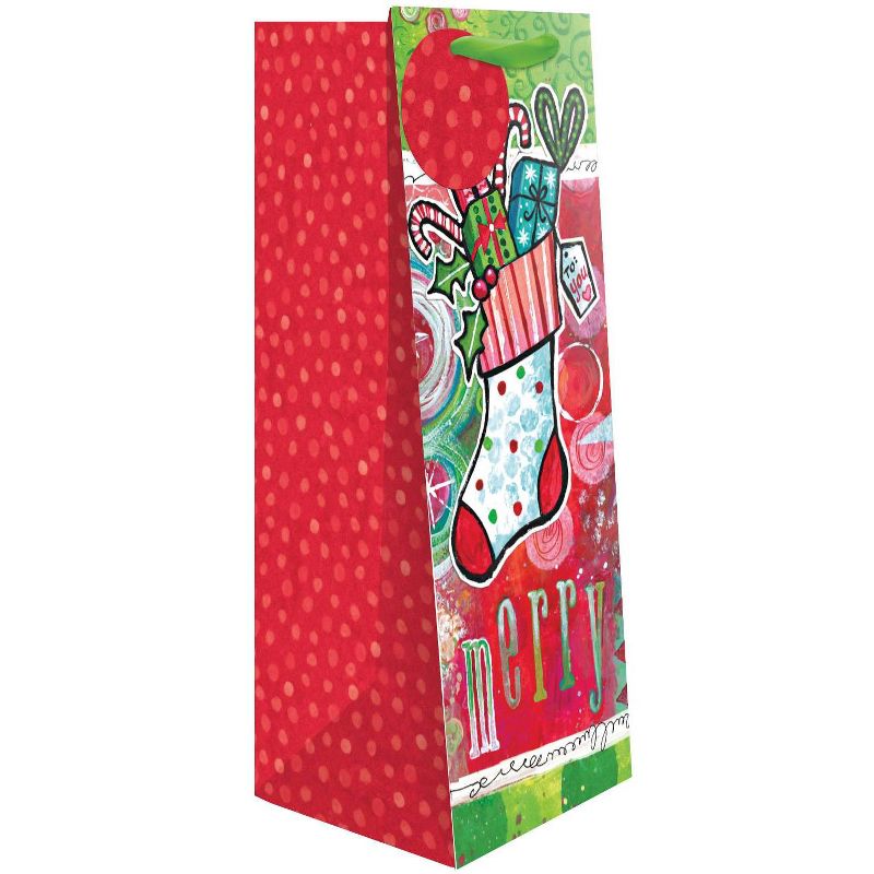 1ct Happy Christmas Bottle Gift Bag