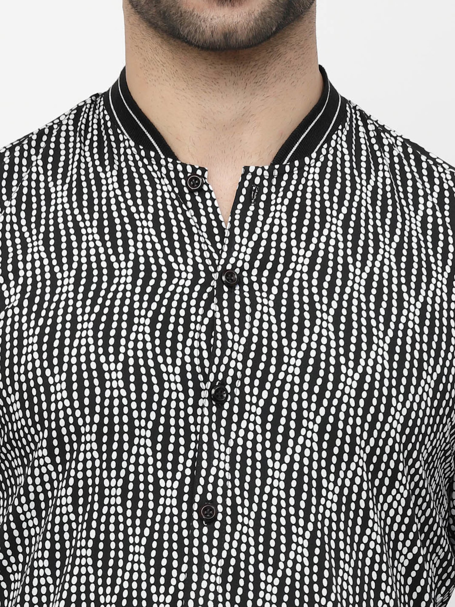 Lela Black & White Regular Fit Printed Shirt