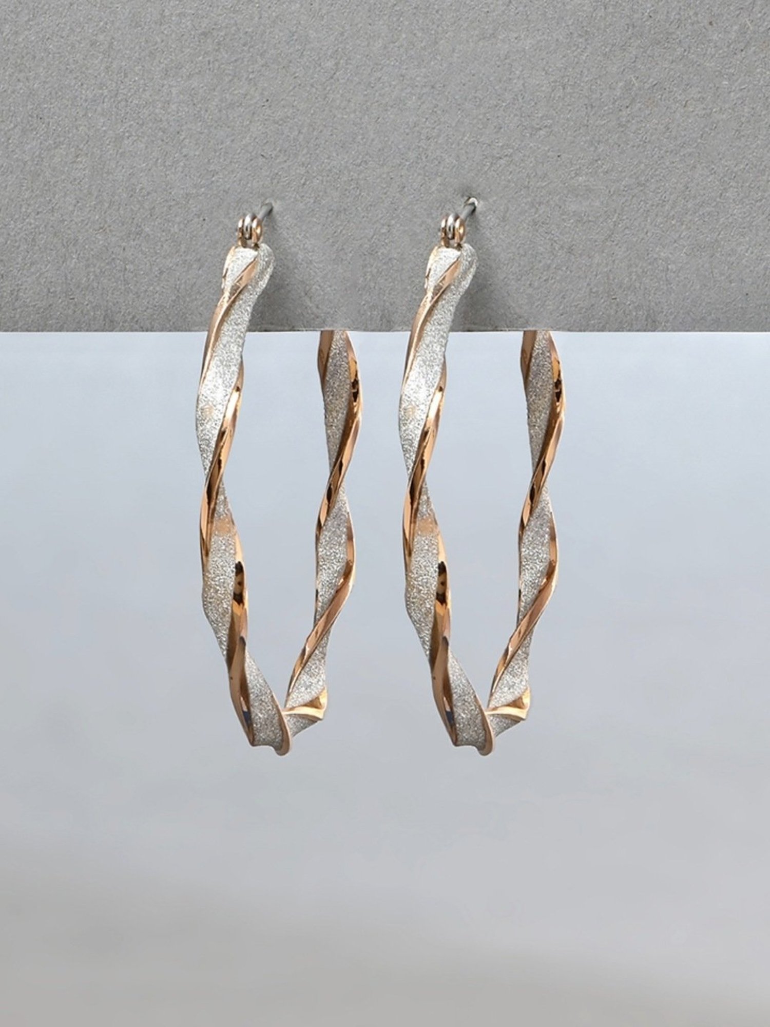 ToniQ Gold Silver Toned Korean Hoop Earrings