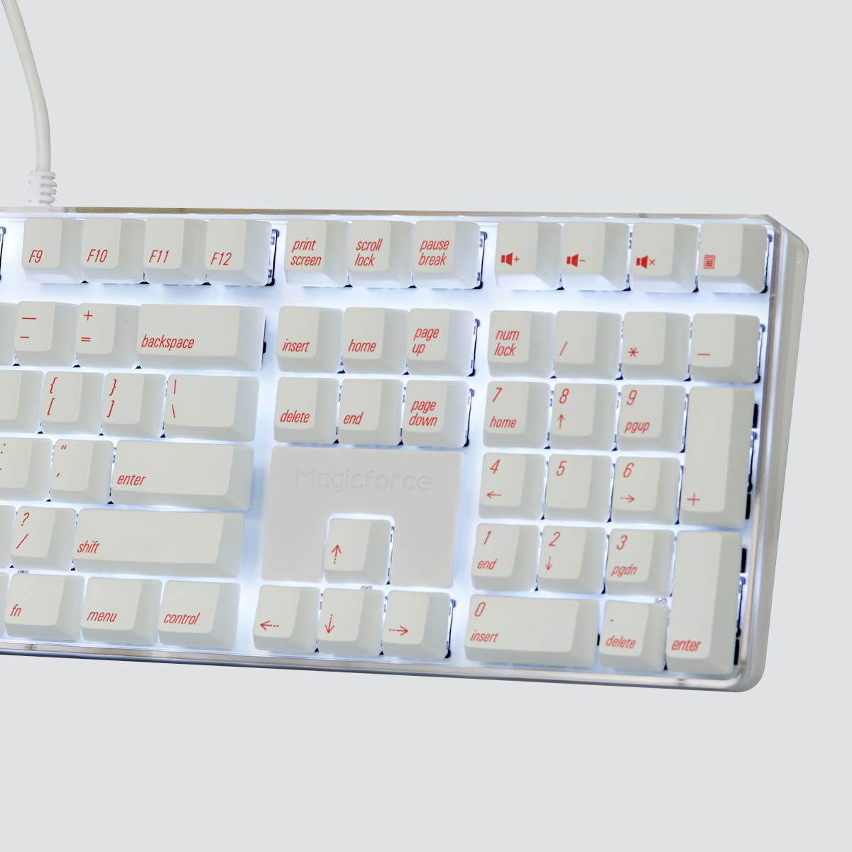 Qisan Magicforce N-key Rollover  Mechanical Keyboard Gaming Keyboard Cherry MX Brown  100% Full Size 108 Keys with White Backlight Case,PBT Keycaps