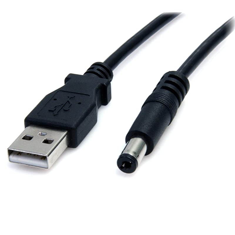 com 2m USB to Type M Barrel Cable - USB to 5.5mm 5V DC Cable - USB to Barrel Jack 5V DC Plug (USB2TYPEM2M) Black