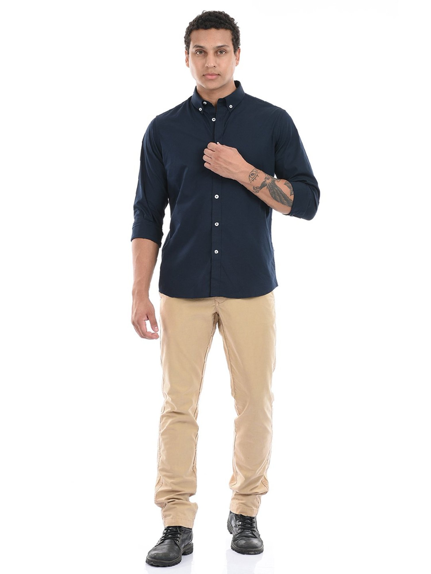 London Fog Navy Regular Fit Shirt