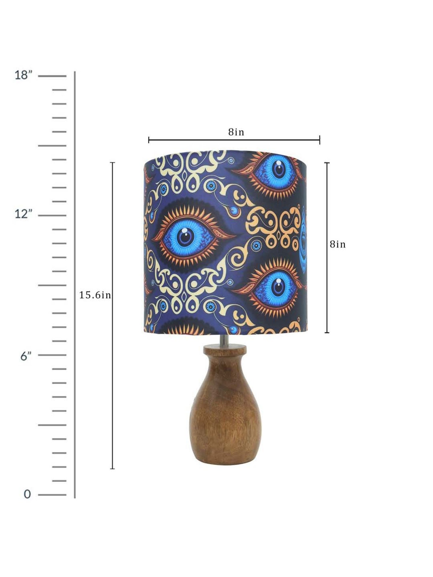 Homesake Beauty in Eye Multicolor Wood Dovel Pot Table Lamp with Fabric Lampshade