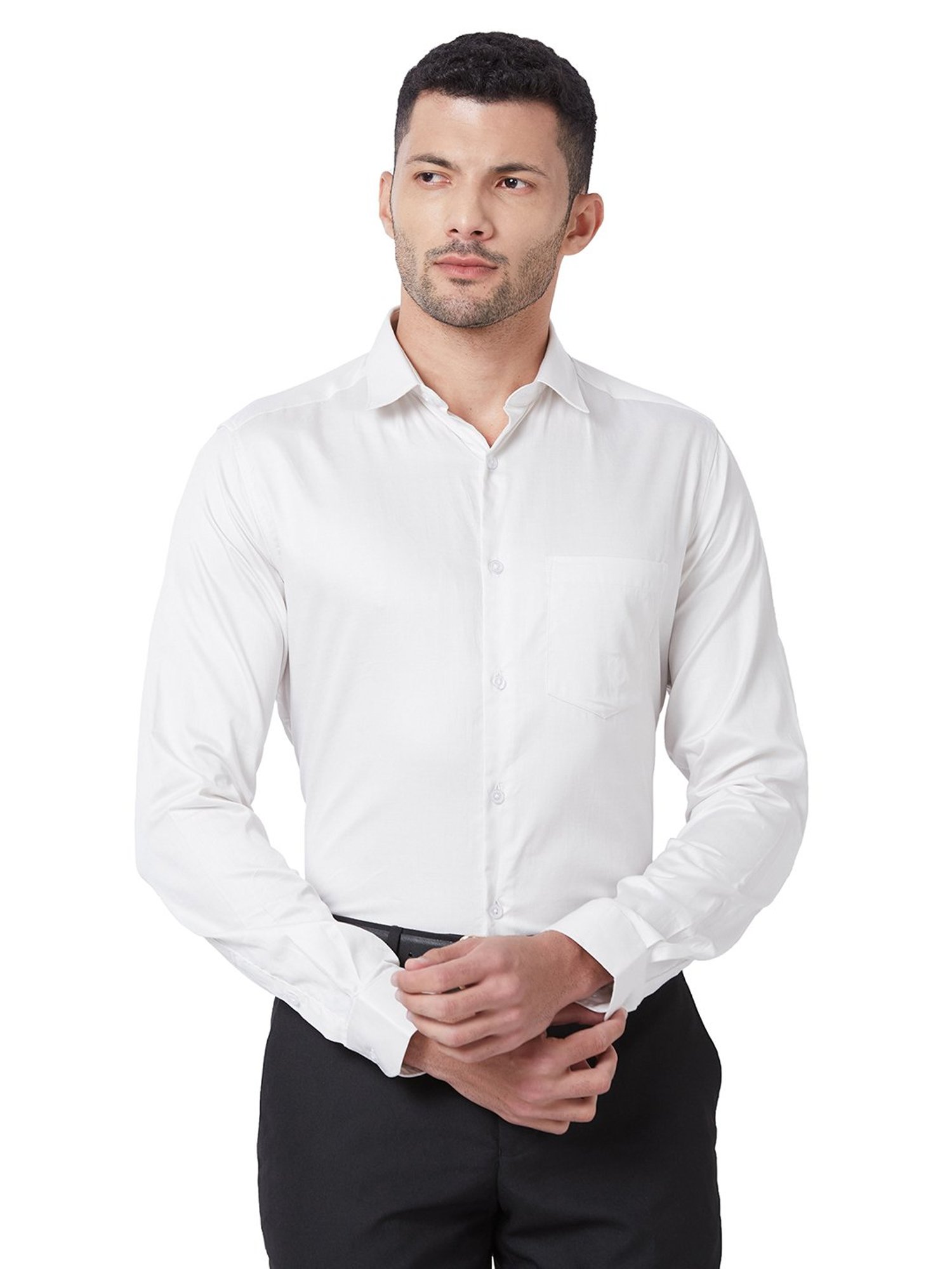 Kenneth Cole White Slim Fit Cotton Shirt