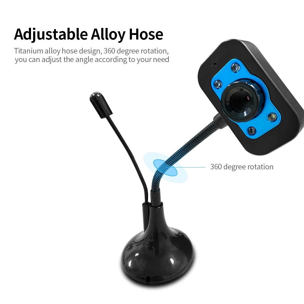 480P USB Webcam Drive-free USB Web Camera with External Microphone Fill Light Lamp Plug and Play for PC Laptop