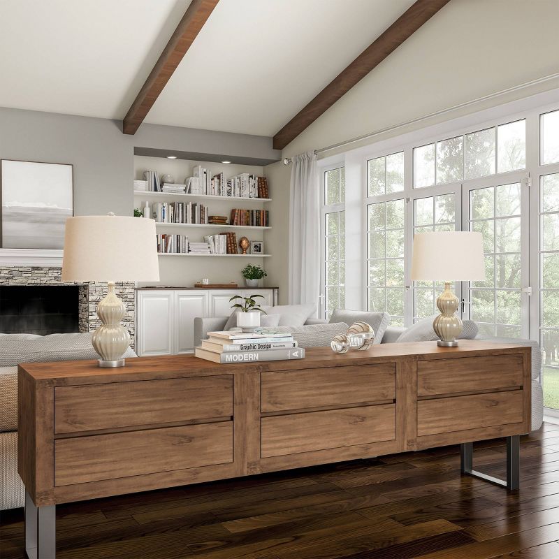 Set of 2 Ceramic Double Ribbed Gourd Table Lamps