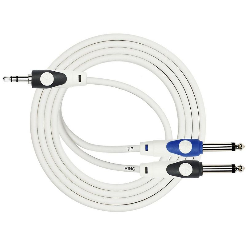 KIRLIN LightGear Y-Cable 3.5mm TRS Plug - 2 x 1/4" Mono Plug (Tip/Ring) 6 ft. White