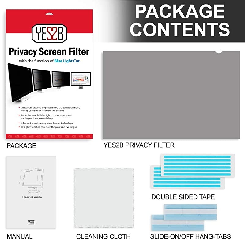 23 Inch Monitor Privacy Screen Filter for 169 Widescreen Display Computer Desktop AntiSpy AntiBlue Light and AntiGlare Protector Made in Korea