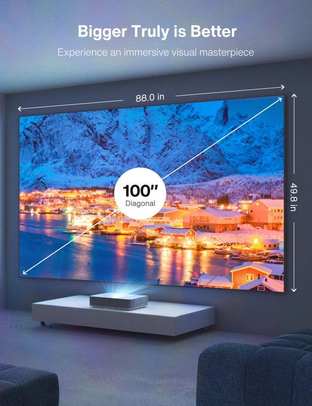 VAVA ALR Ultra Short Throw Projector Screen, 100&rsquo;&rsquo; Ceiling Light Rejecting Projector Screen, 160 Degree Viewing Angle, Fixed Frame Screen with Aspect Ratio 16:9, for Home Theater, Boardroom